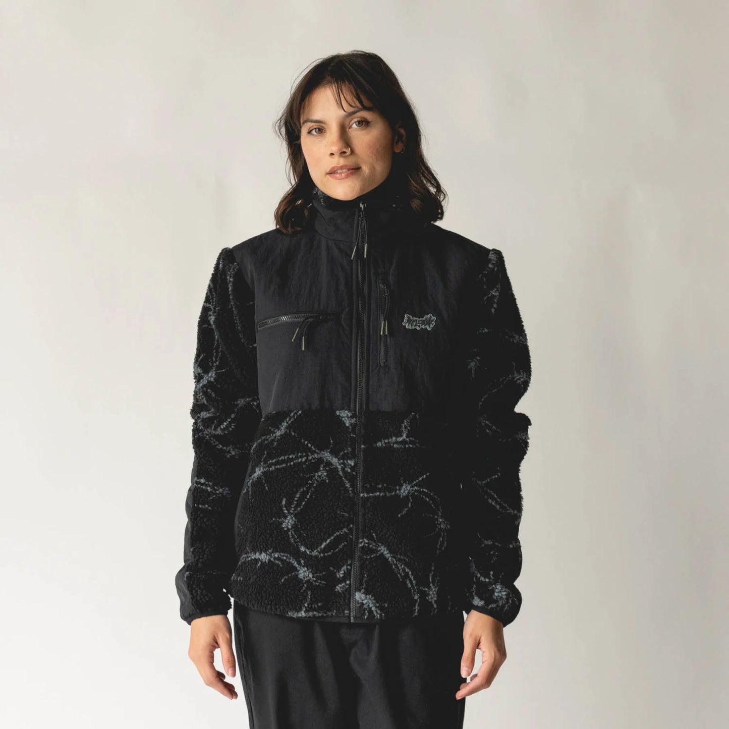 WELCOME - WIRE SHERPA FLEECE JACKET - BLACK
