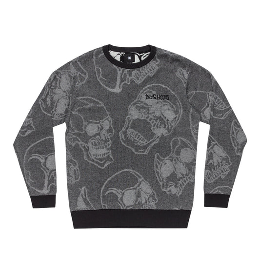 DC - FRACTURE CREWNECK - HEATHER SKULLY PRINT