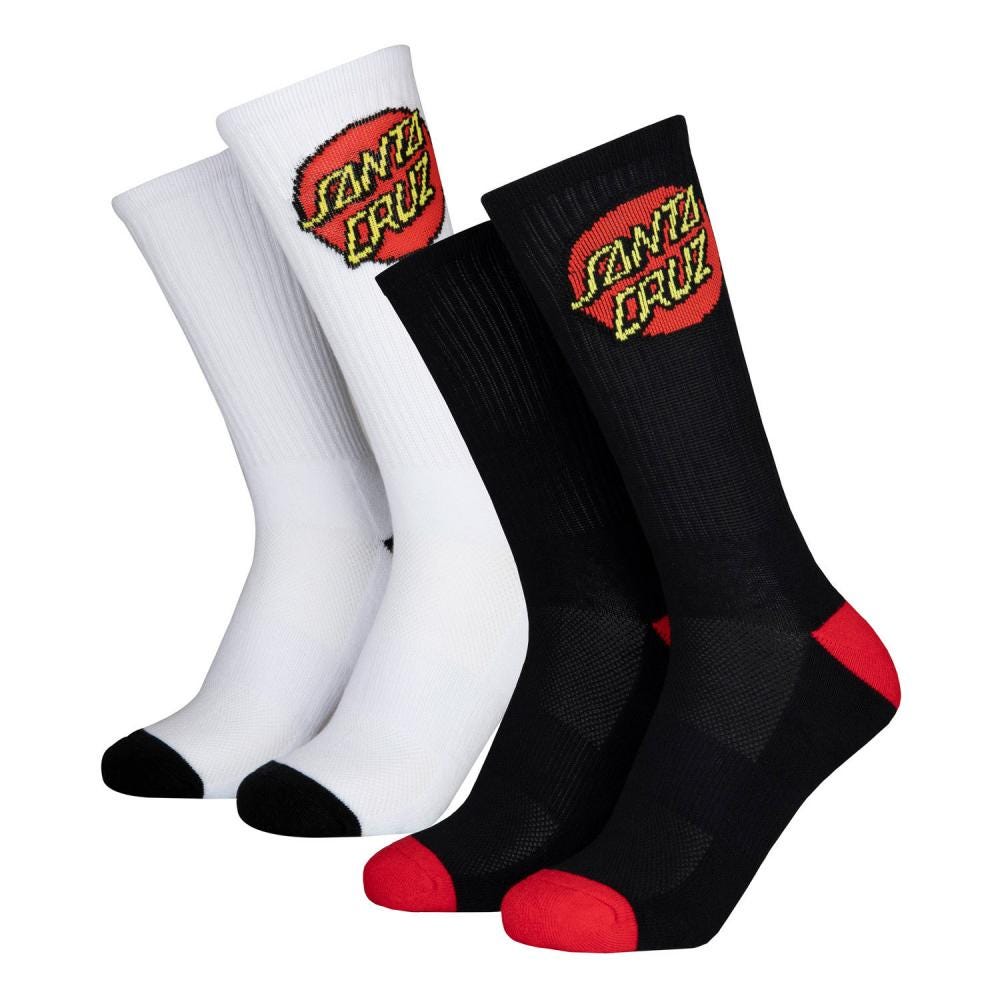 SANTA CRUZ - YOUTH CLASSIC DOT SOCK 2-PACK - BLACK & WHITE