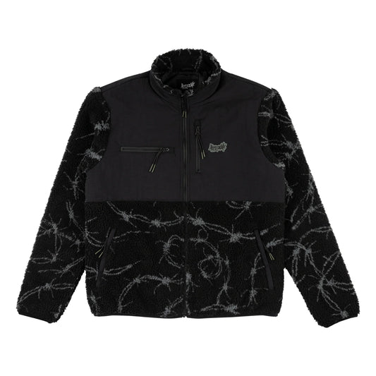 WELCOME - WIRE SHERPA FLEECE JACKET - BLACK