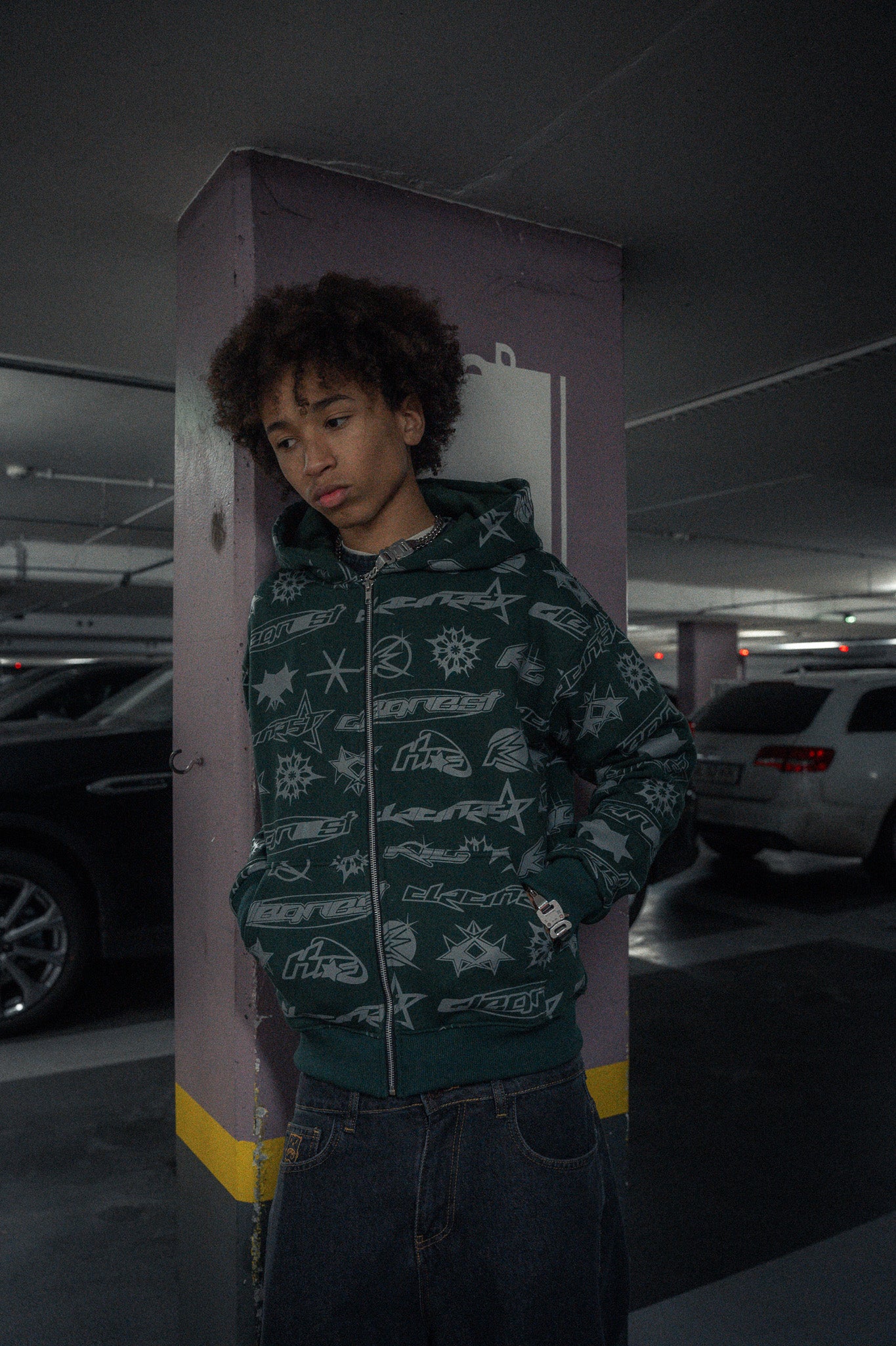 KEEP IT CLEAN - STENCIL HOOD - GREEN/GREY