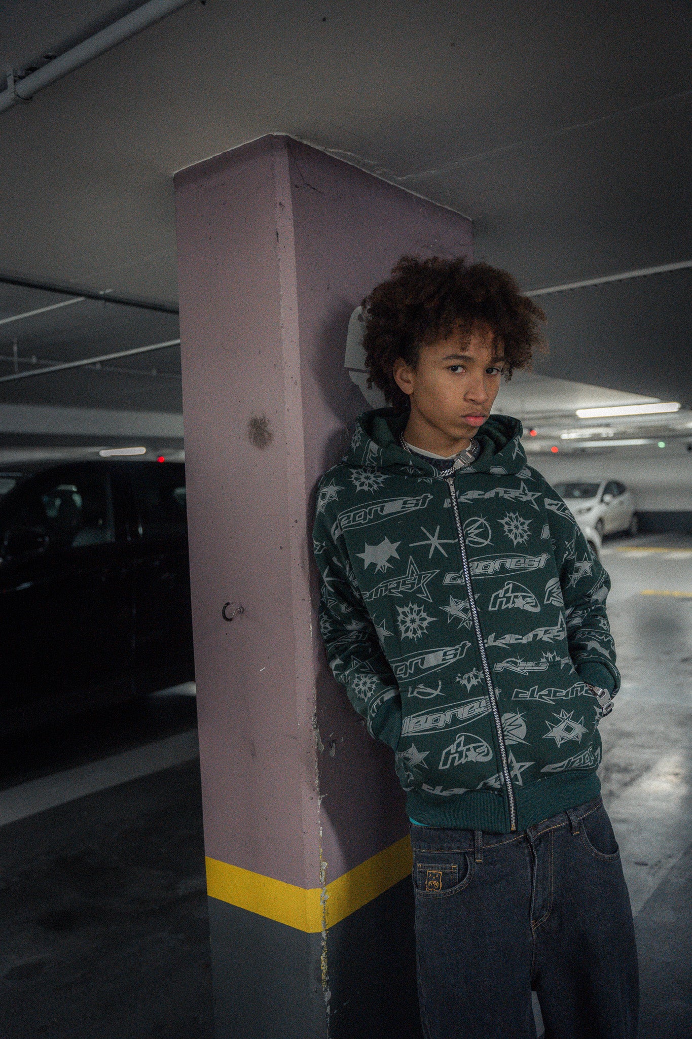 KEEP IT CLEAN - STENCIL HOOD - GREEN/GREY