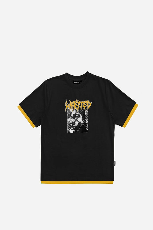 WASTED PARIS - NINE WIRE TEE - BLACK/GOLDEN YELLOW