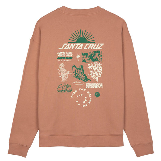 SANTA CRUZ - RISE 'N SHINE CREWNECK FRONT - CLAY