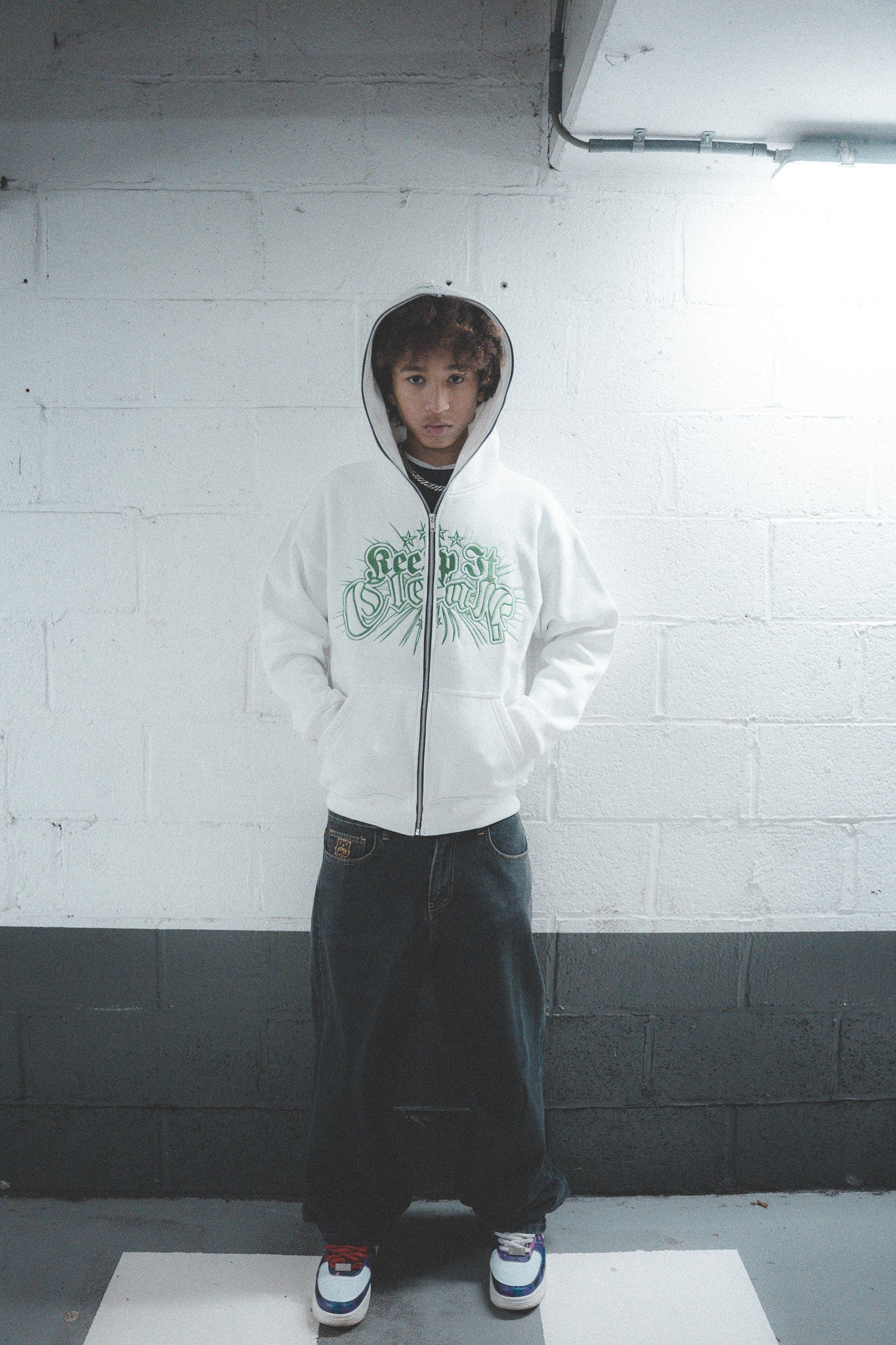 KEEP IT CLEAN - DIVINE HOOD - WHITE/GREEN