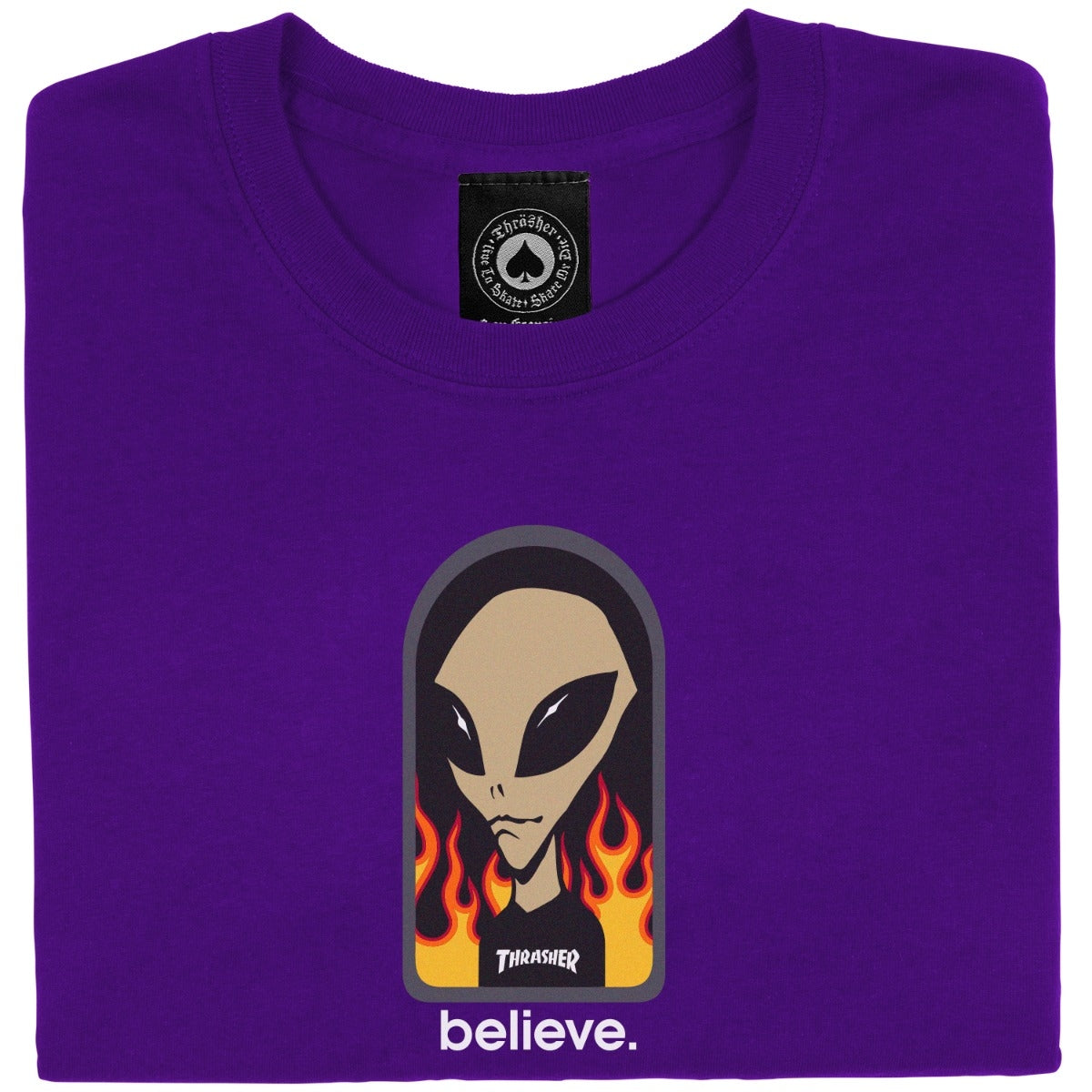 THRASHER X AWS - BELIEVE SS TEE - PURPLE
