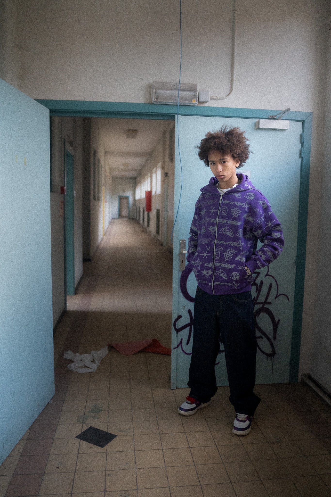 KEEP IT CLEAN - STENCIL HOOD - PURPLE/GREY