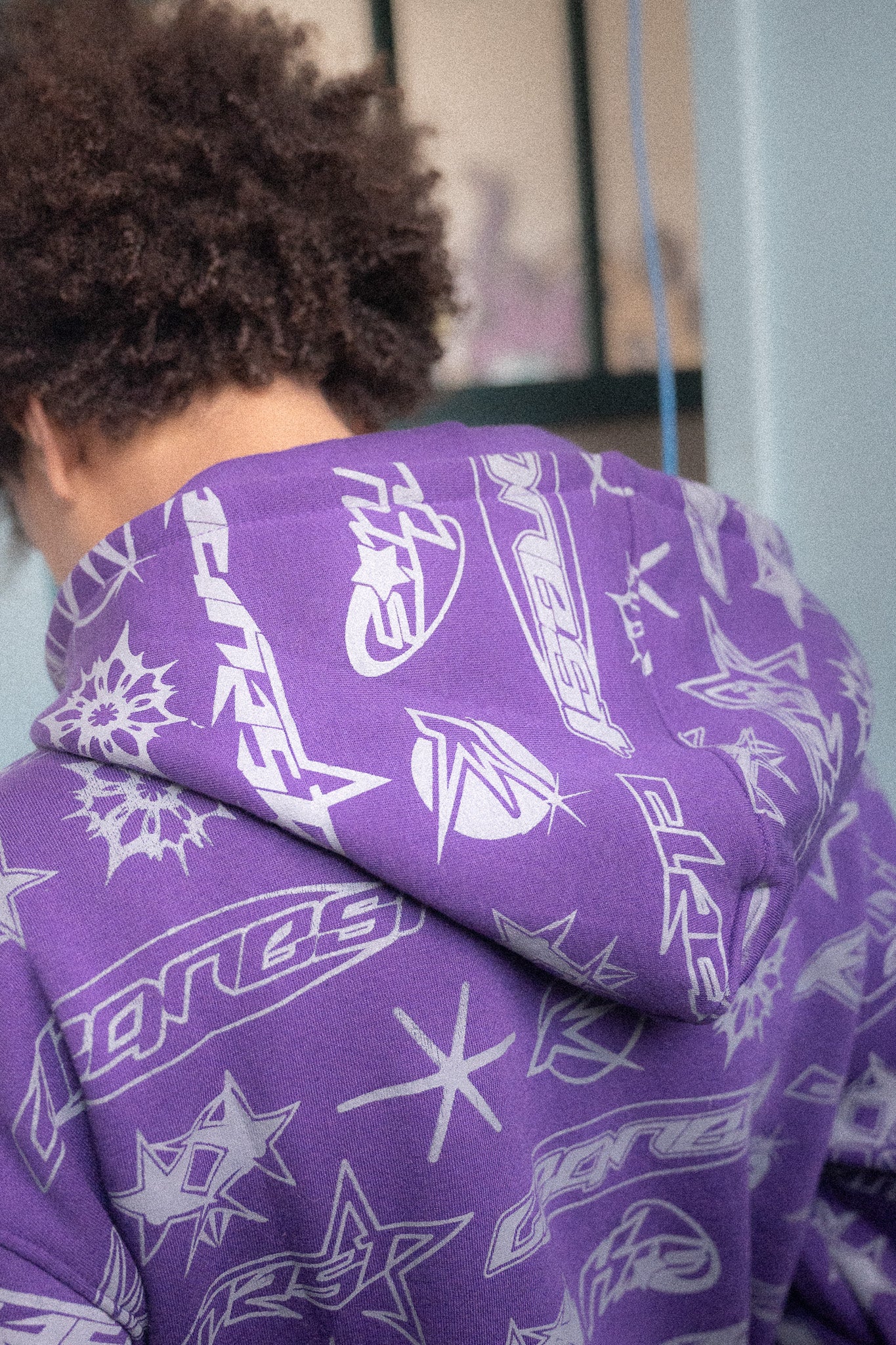 KEEP IT CLEAN - STENCIL HOOD - PURPLE/GREY