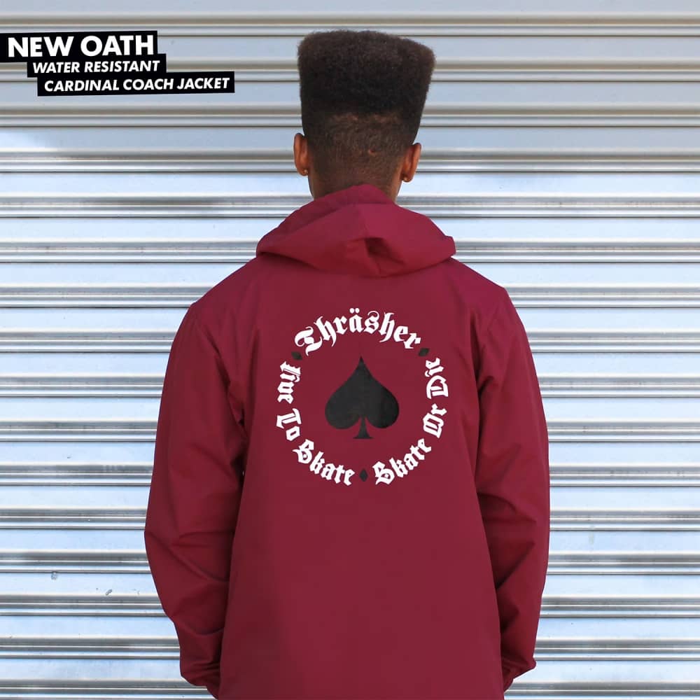 THRASHER - NEW OATH COACH JACKET - CARDINAL