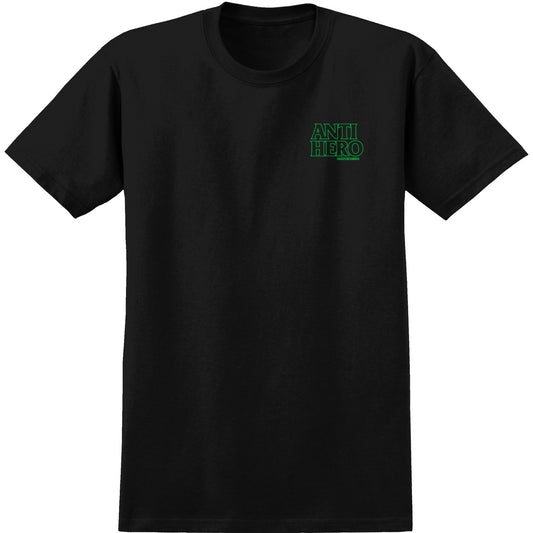 ANTI HERO - LIL BLACK HERO OUTLINE S/S TEE - BLACK/GREEN