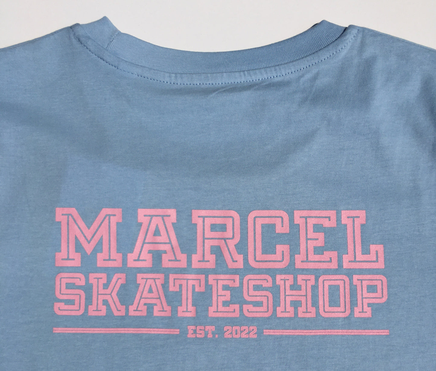 MARCEL - SHOP LOGO TEE BACKPRINT - SKY BLUE/LIGHT PINK