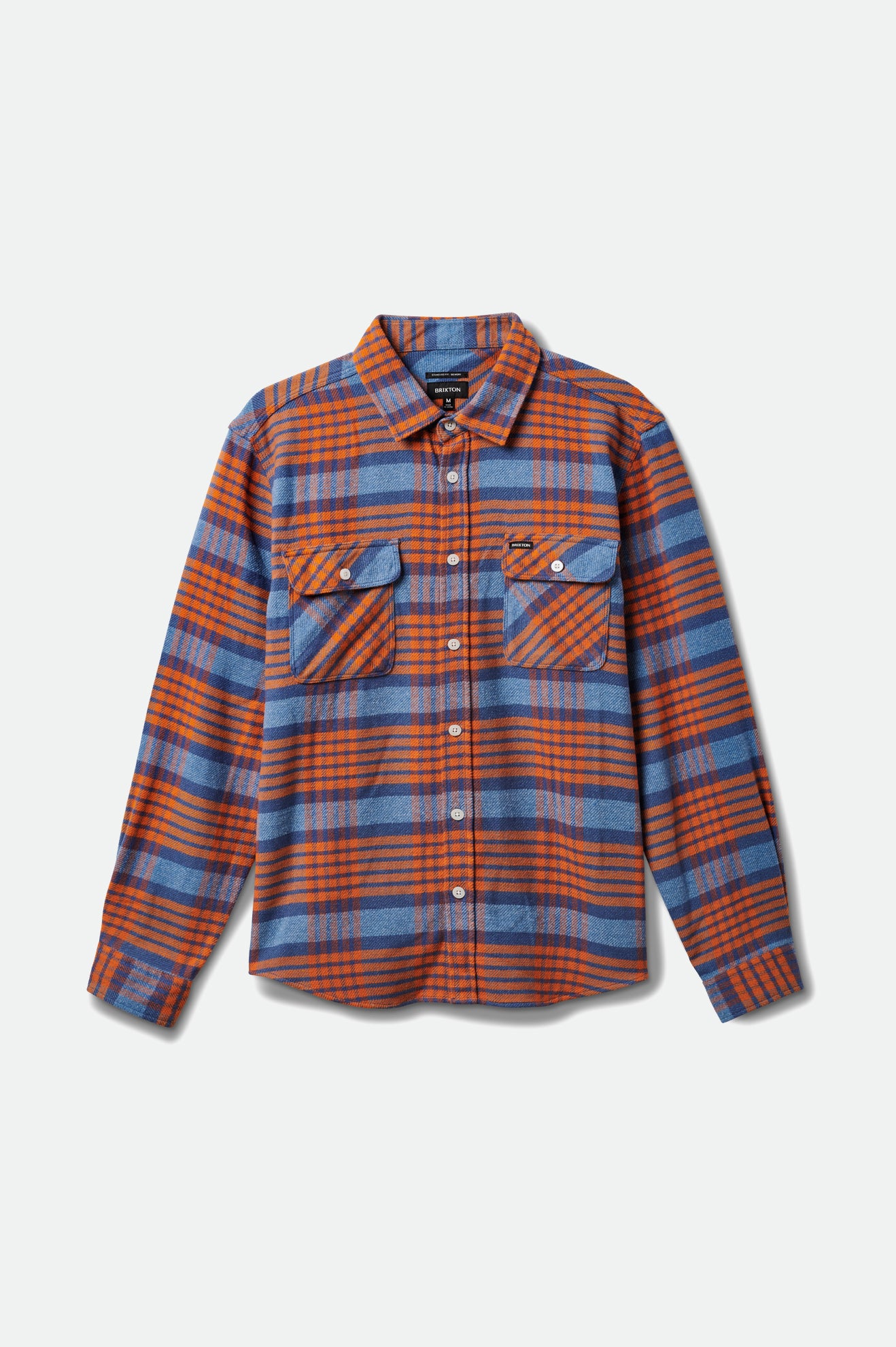 BRIXTON - BOWERY L/S FLANNEL - BLUE HEAVEN/PARADISE ORANGE
