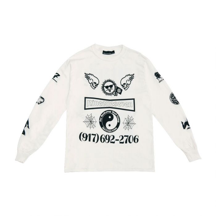 CALL ME 917 - COLLAGE WHITE L/S TEE - WHITE