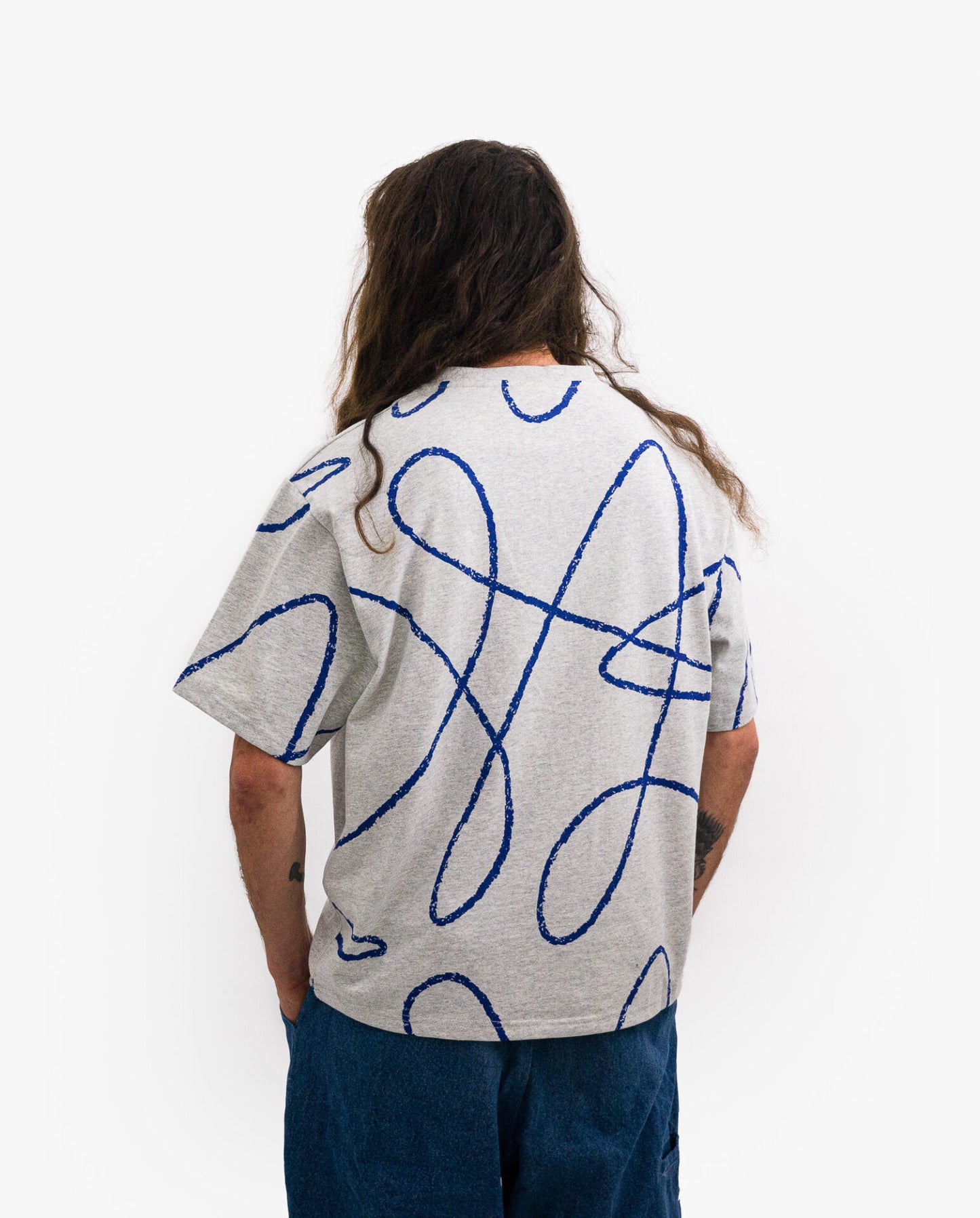 POETIC COLLECTIVE X PDLM - DOODLE TEE - GREY/BLUE
