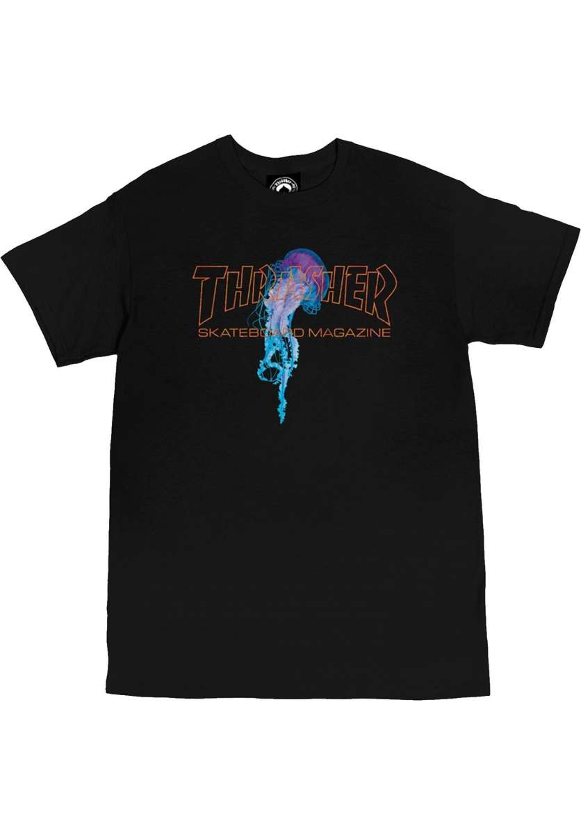 THRASHER - ATLANTIC DRIFT TEE - BLACK/ORANGE
