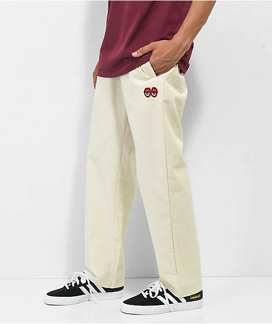 KROOKED - EYES RIPSTOP CUSTOM PANTS - ECRU/RED
