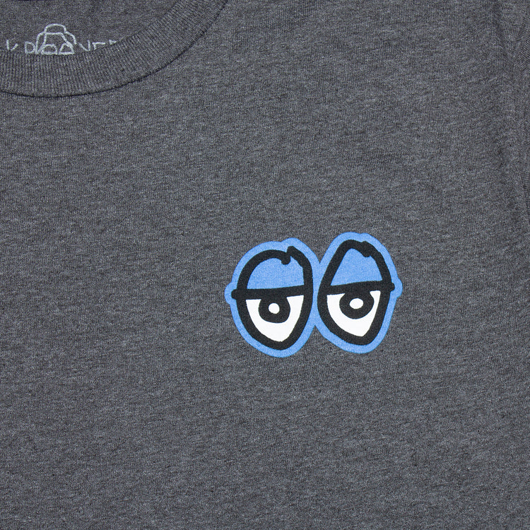 KROOKED - STRAIT EYES S/S TEE - CHARCOAL HEATHER/BLUE