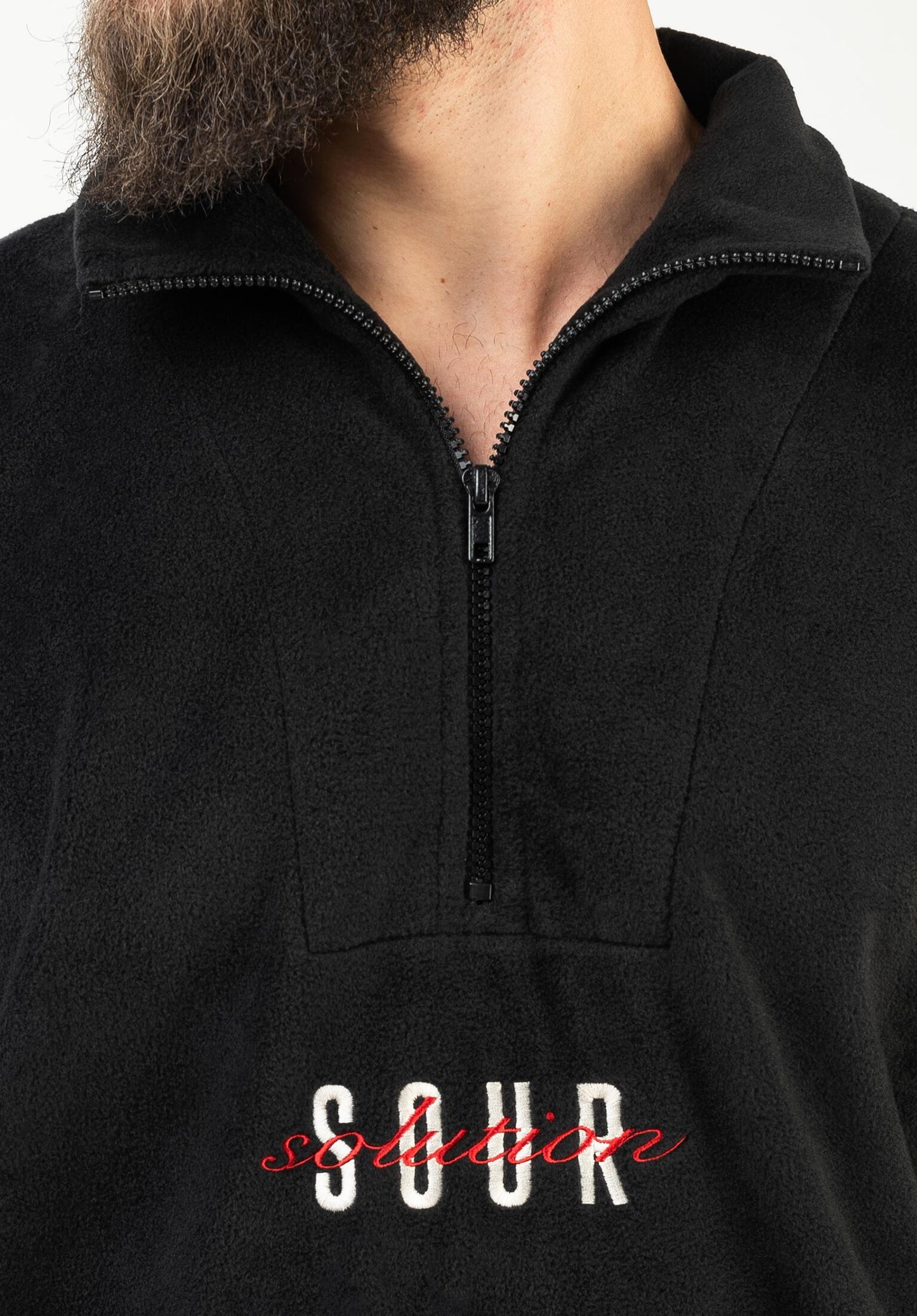SOUR - SPOTHUNTER 1/4 ZIP FLEECE - BLACK