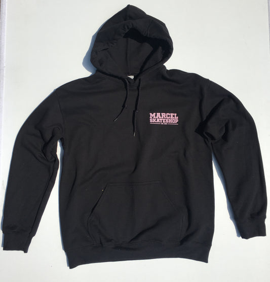 MARCEL - SHOP HOODIE - BLACK/LIGHT PINK
