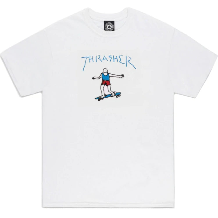 THRASHER - GONZ LOGO S/S TEE - WHITE/BLUE