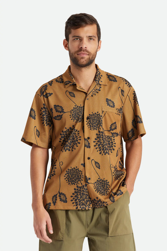 BRIXTON - BUNKER MESH S/S KNIT - MEDAL BRONZE/BLACK