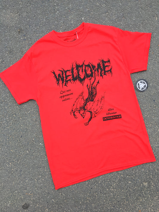 WELCOME - DEVORAMUS GARMENT-DYED TEE - VINTAGE RED