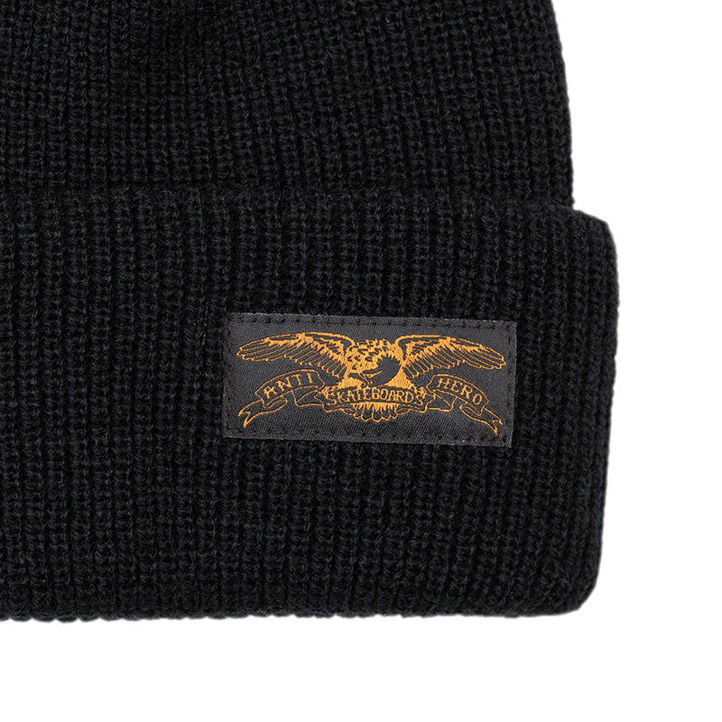 ANTI HERO - STOCK EAGLE LABEL CUFF BEANIE - BLACK/BLACK/BRITISH KHAKI