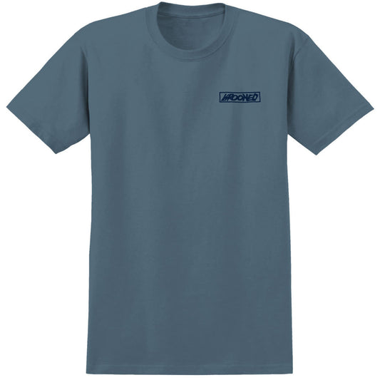 KROOKED - MOONSMILE RAW S/S TEE - SLATE/NAVY