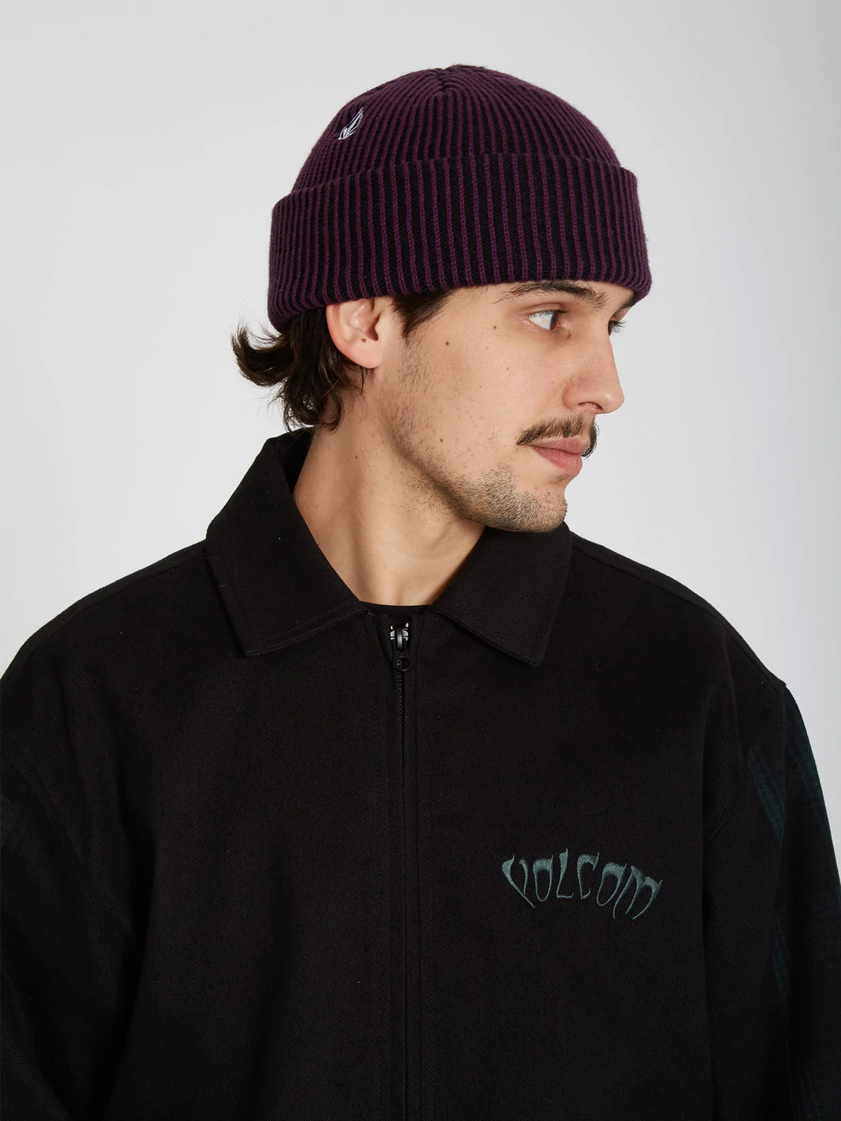 VOLCOM - FULL STONE CUFFF BEANIE - MULBERRY