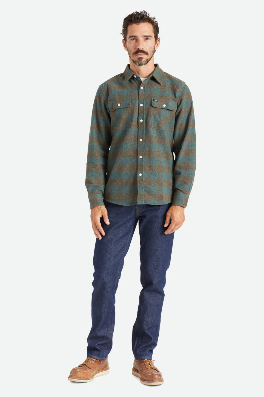 BRIXTON - BOWERY L/S FLANNEL - OCEAN