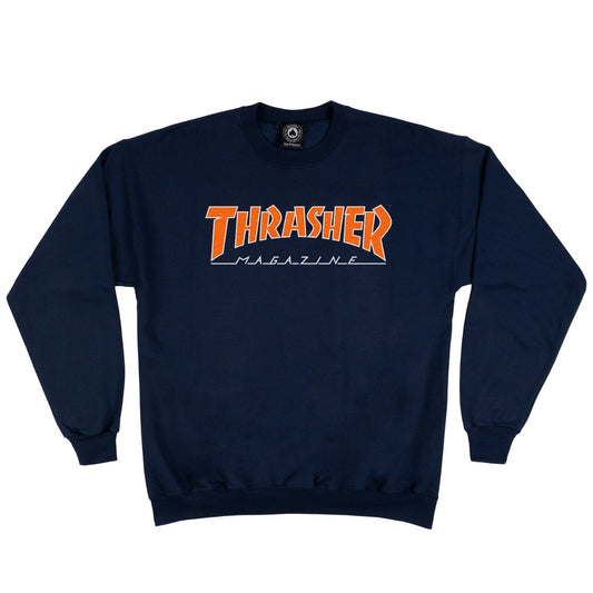 THRASHER - OUTLINED CREW SWEAT - NAVY/ORANGE