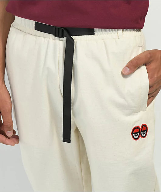KROOKED - EYES RIPSTOP CUSTOM PANTS - ECRU/RED