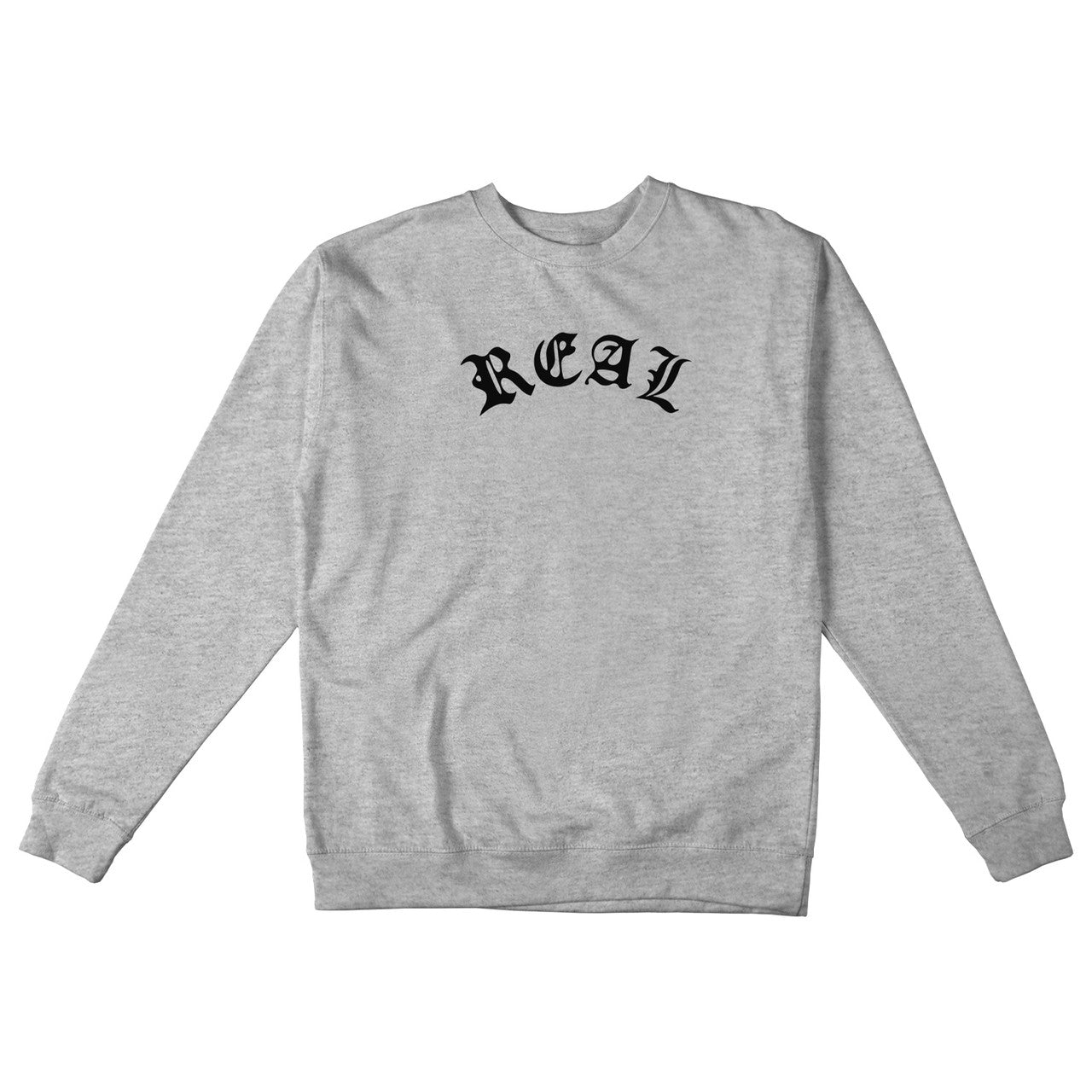 REAL - SCRIPT PULLOVER CREWNECK W EMBROIDERY - GREY HEATHER/BLACK