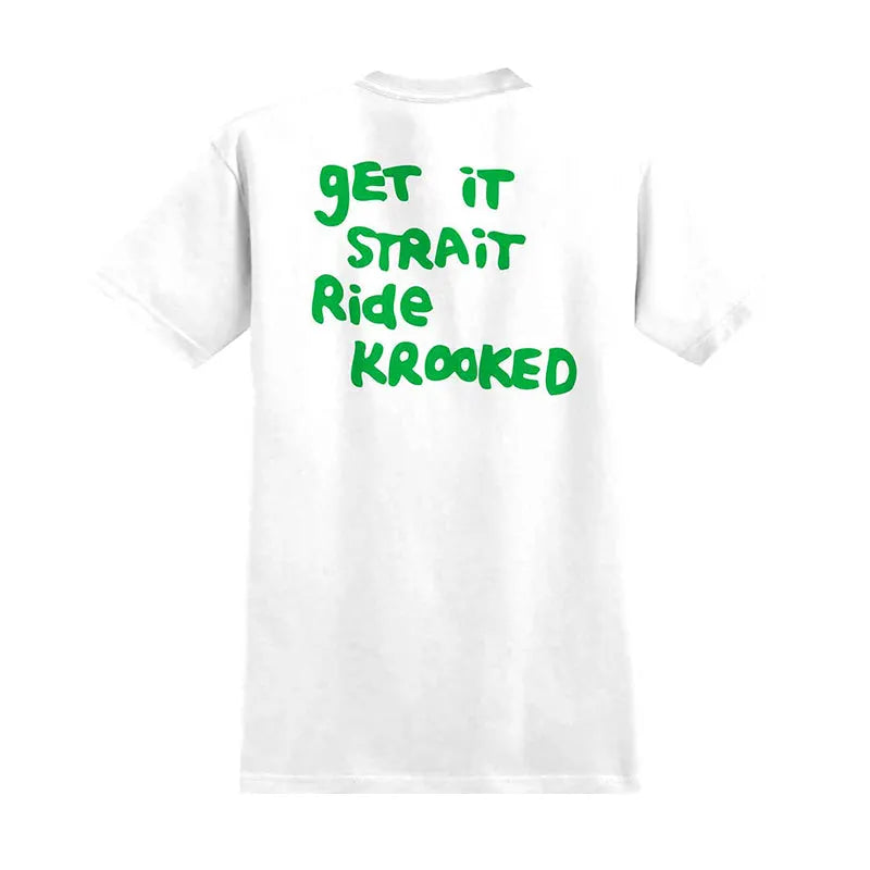 KROOKED - STRAIT EYES S/S POCKET TEE - WHITE/GREEN