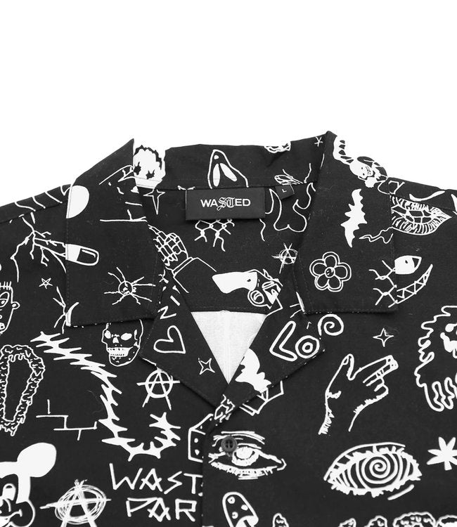 WASTED PARIS - LOCALS ALLOVER SHIRT - BLACK