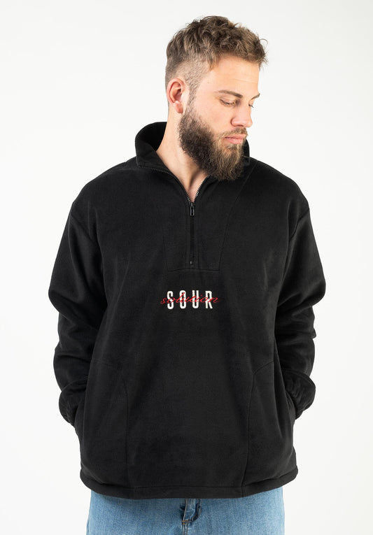 SOUR - SPOTHUNTER 1/4 ZIP FLEECE - BLACK