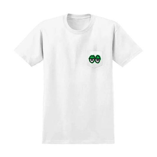 KROOKED - STRAIT EYES S/S POCKET TEE - WHITE/GREEN