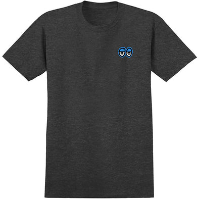 KROOKED - STRAIT EYES S/S TEE - CHARCOAL HEATHER/BLUE