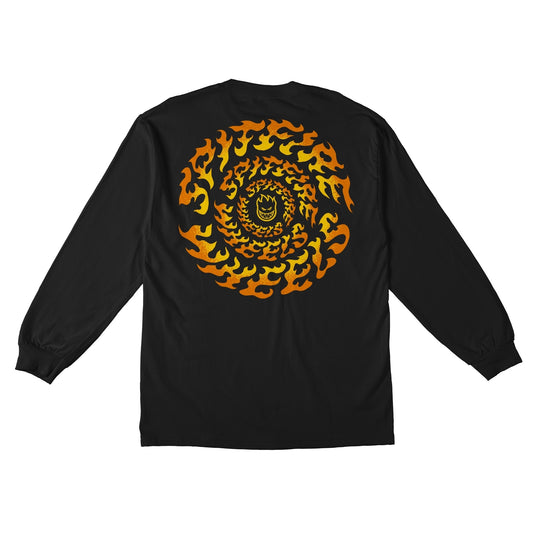 SPITFIRE - TORCHED SCRIPT L/S TEE - BLACK/YELLOW/ORANGE