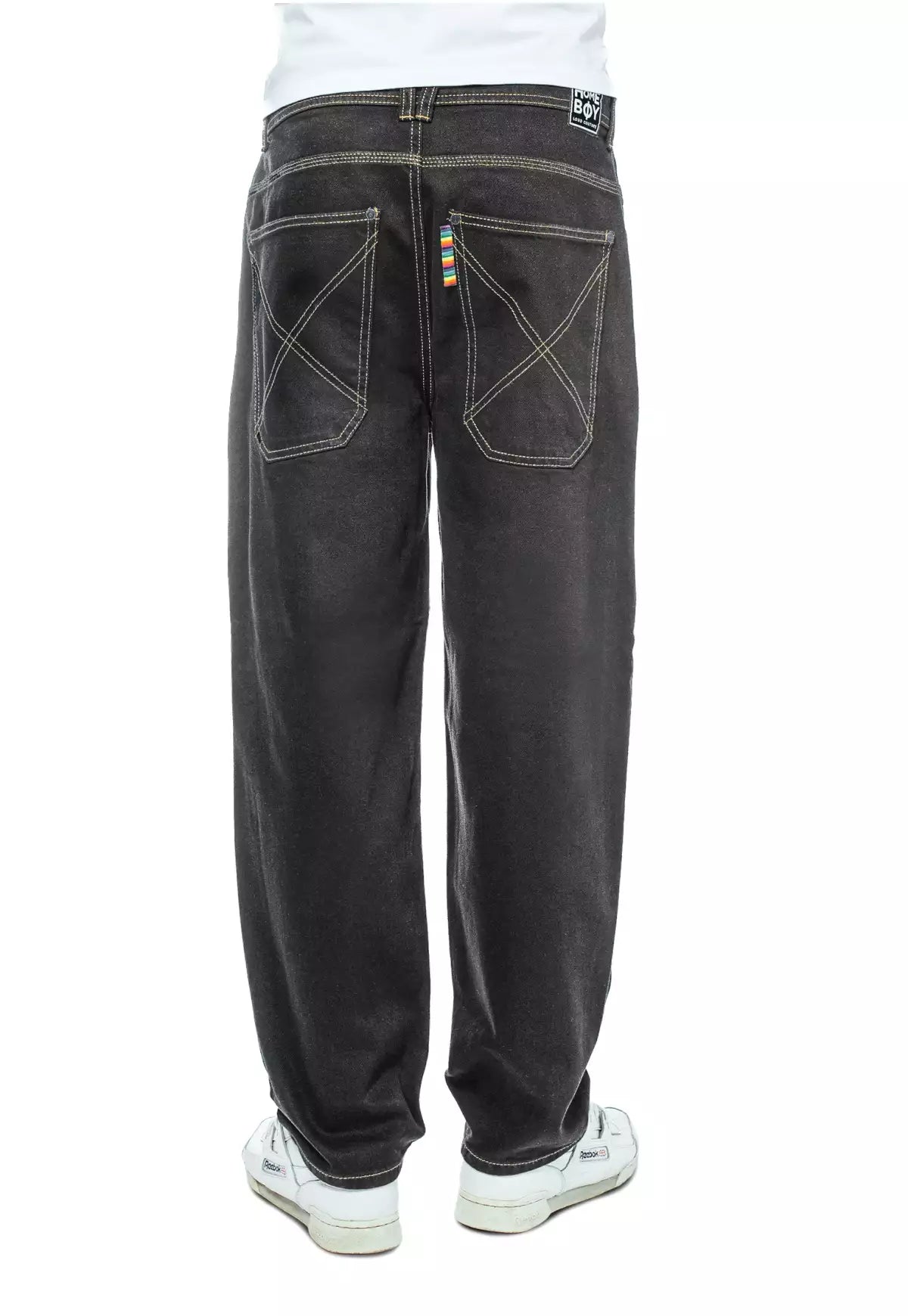 HOMEBOY - X-TRA BAGGY DENIM - WASHED BLACK/TOBACCO
