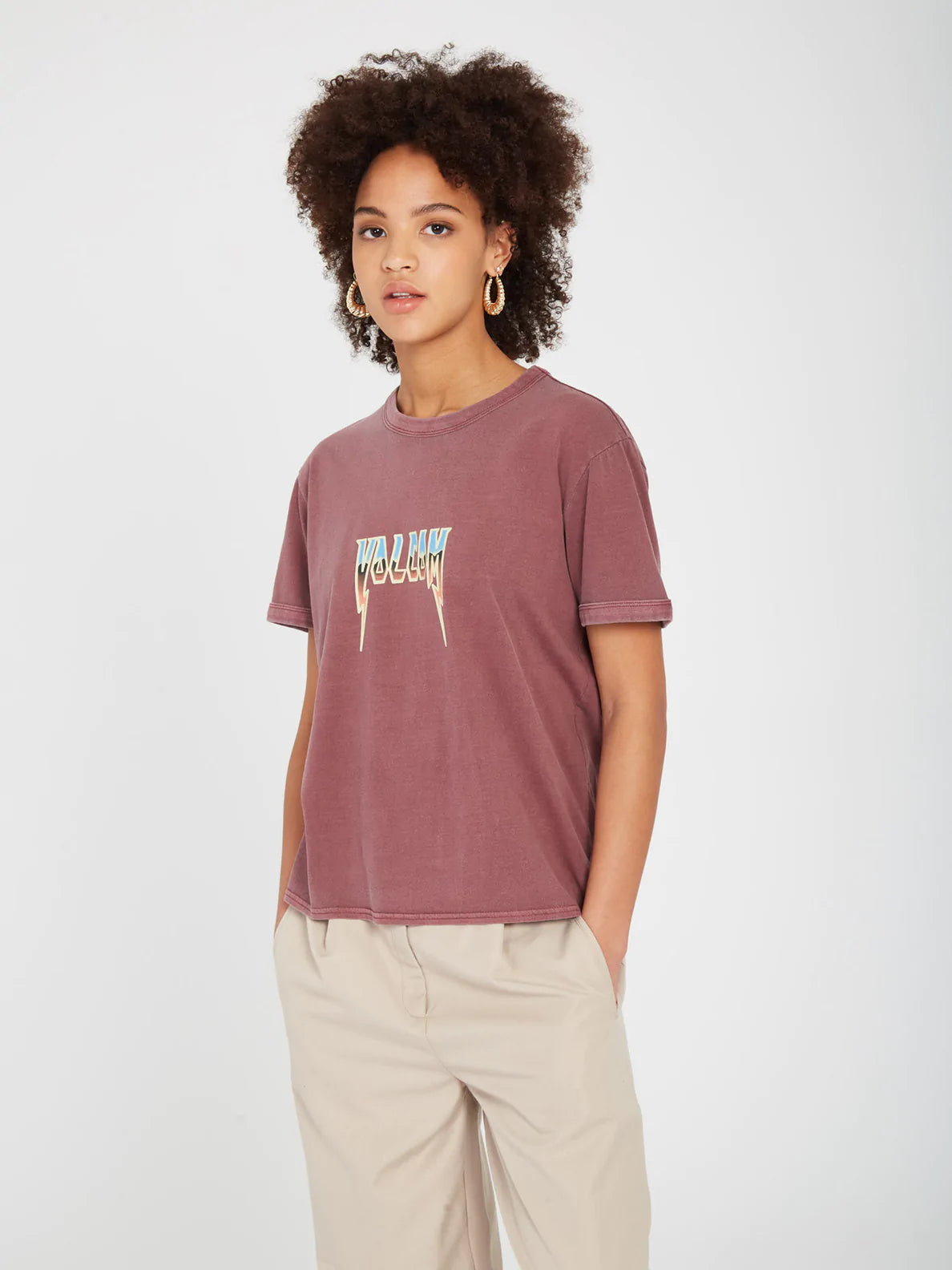 VOLCOM - TRULY RINGER TEE - BURGUNDY