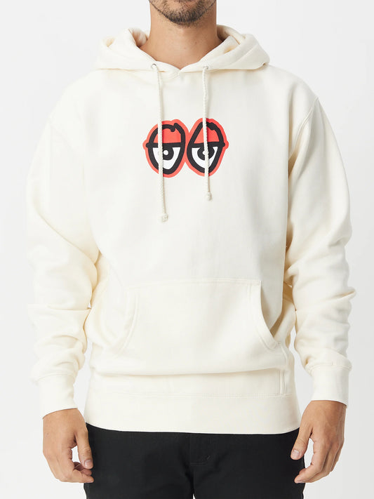 KROOKED - EYES LG PULLOVER HOODED SWEATSHIRT - BONE/RED