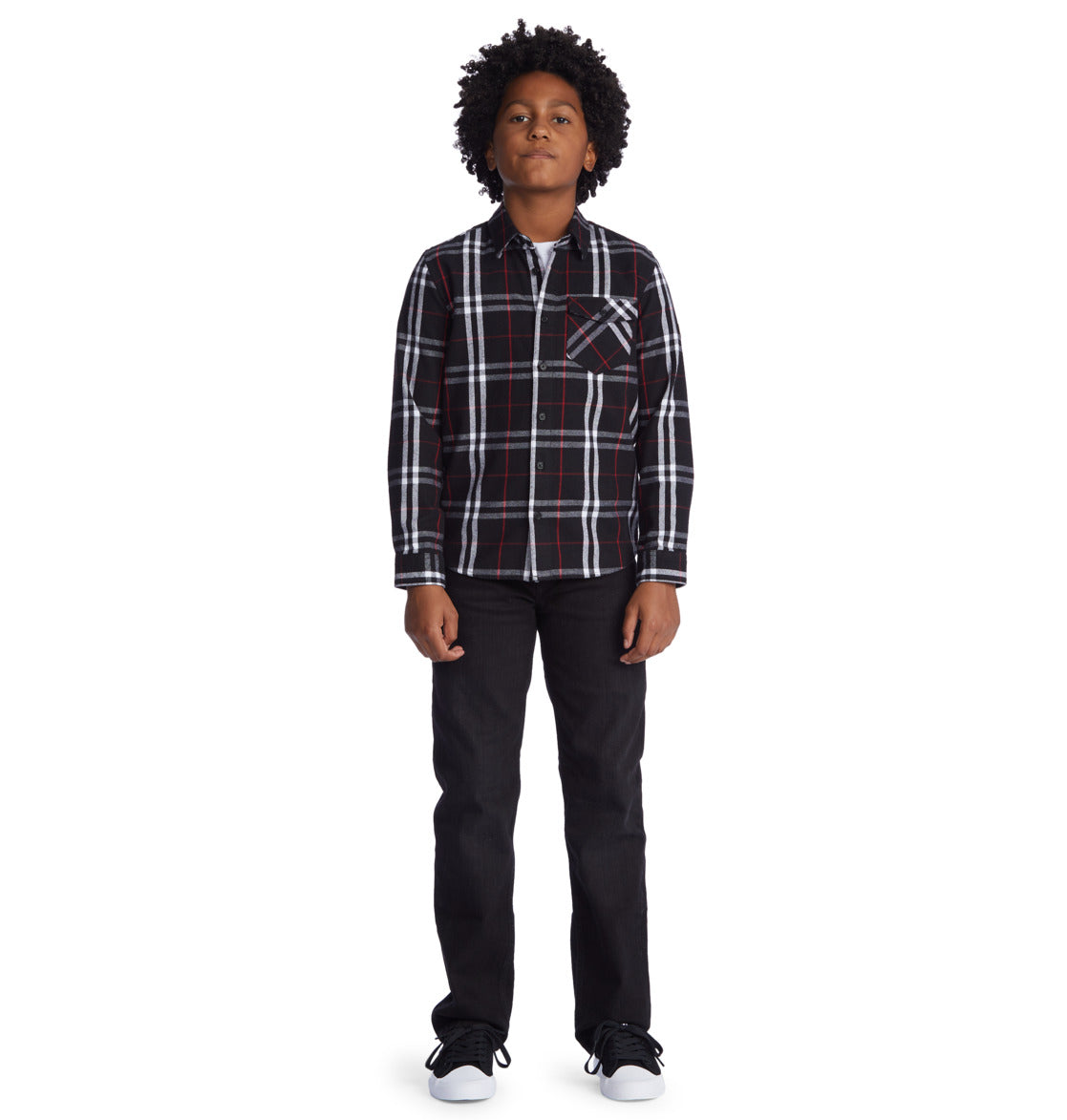 DC - MARSHAL LS BOY - BLACK/RED PLAID