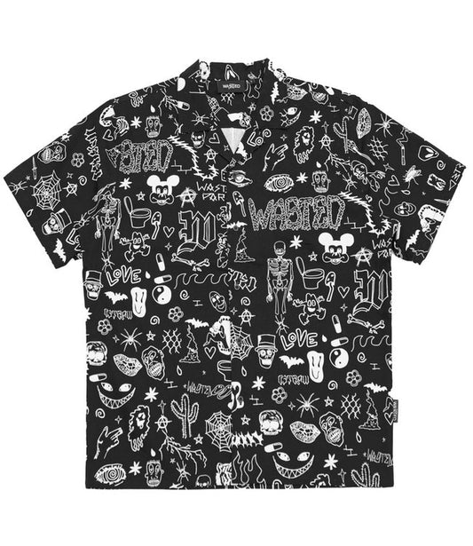 WASTED PARIS - LOCALS ALLOVER SHIRT - BLACK