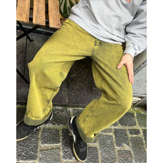 KEEP IT CLEAN - LOOSE PANTS - BLACK/YELLOW OVERDYE