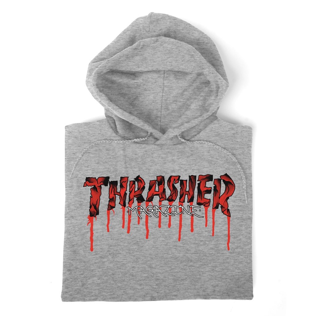 THRASHER - BLOOD DRIP HOOD - STEEL