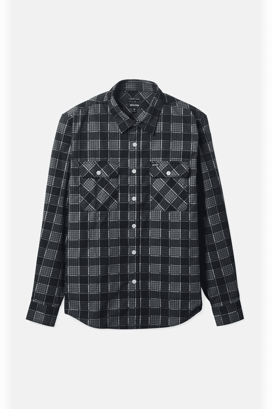 BRIXTON - BOWERY SUMMER WEIGHT L/S WVN - BLACK/PEBBLE