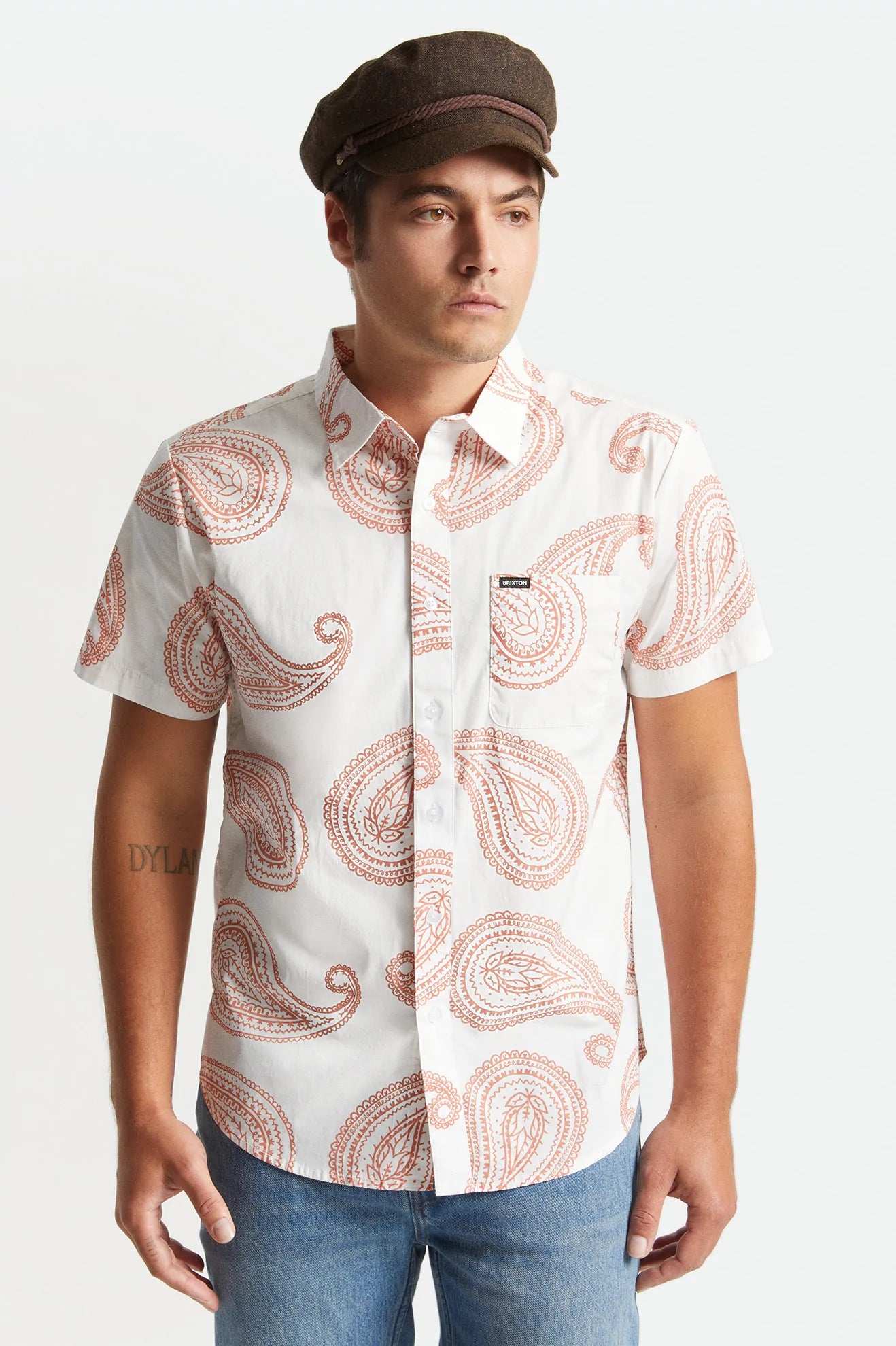 BRIXTON - CHARTER PRINT S/S WVN - OFF WHITE/APRICOT JAM