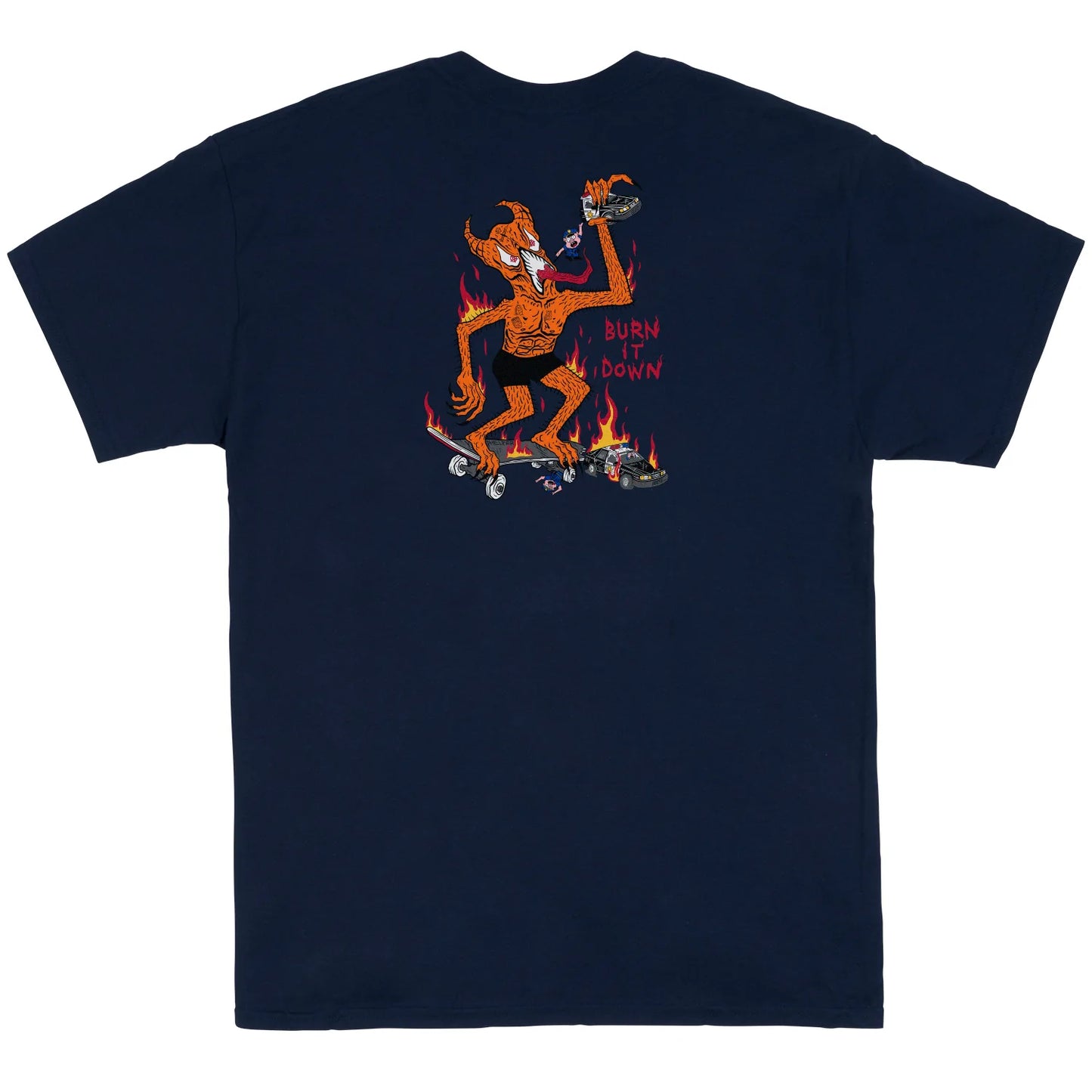 THRASHER - BURN IT DOWN TEE - NAVY