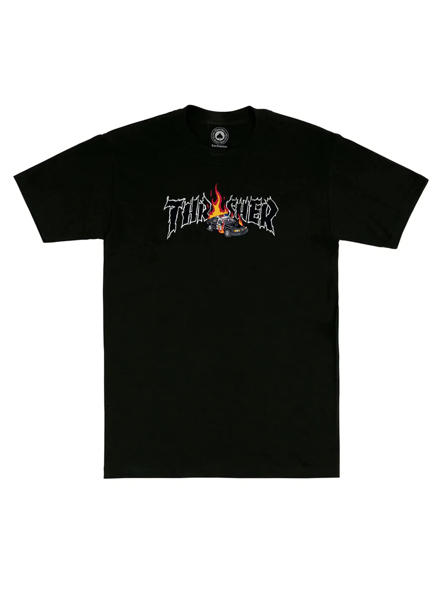 THRASHER - COP CAR TEE - BLACK